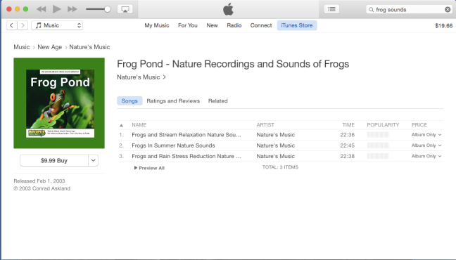 frog sounds search album